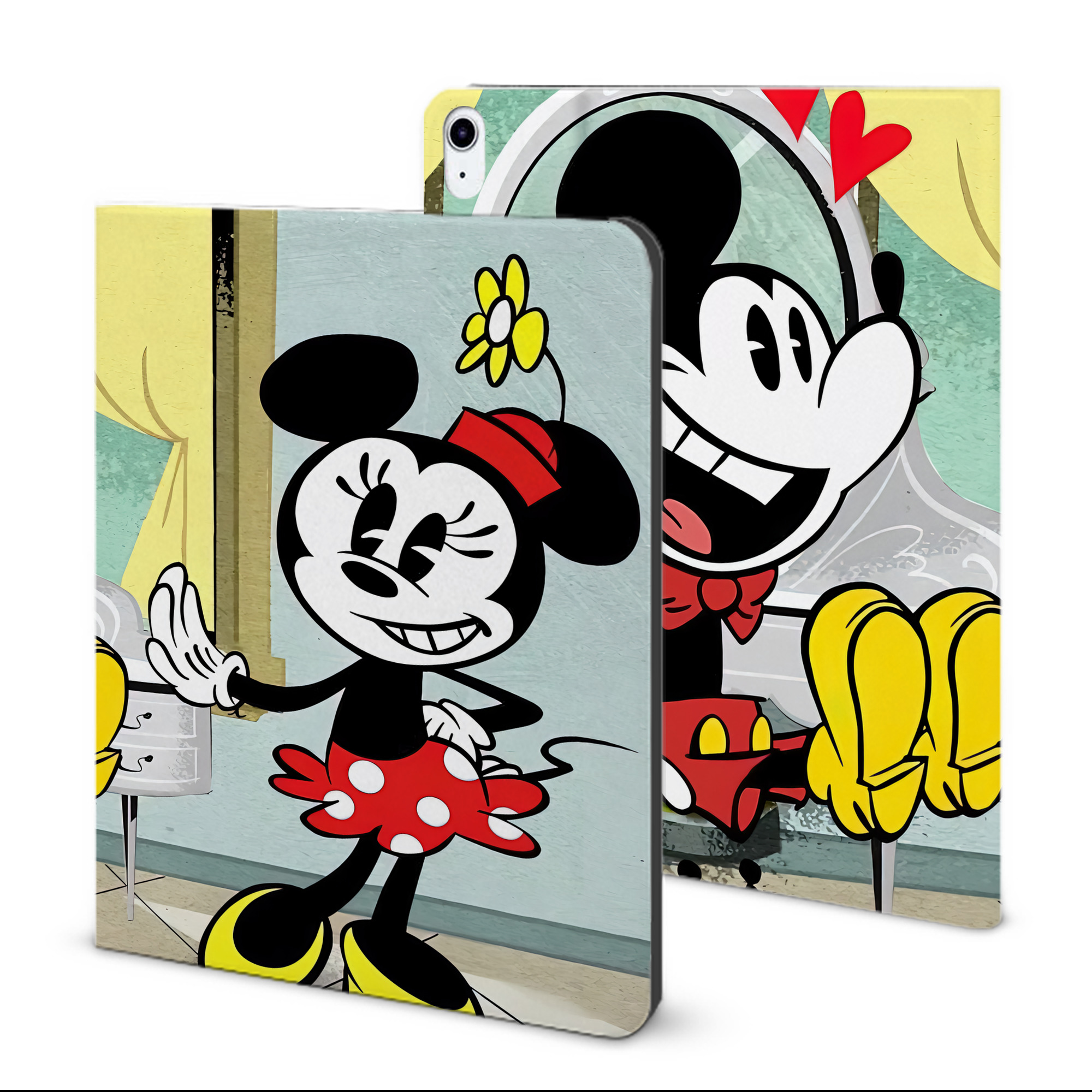 （画像用） ミッキーマウス Mickey Mouse IPad ケース ブック型 PUレザー TPU 耐衝撃 軽量 薄型 ペン収納なし 全面保護 IPad 各モデル対応